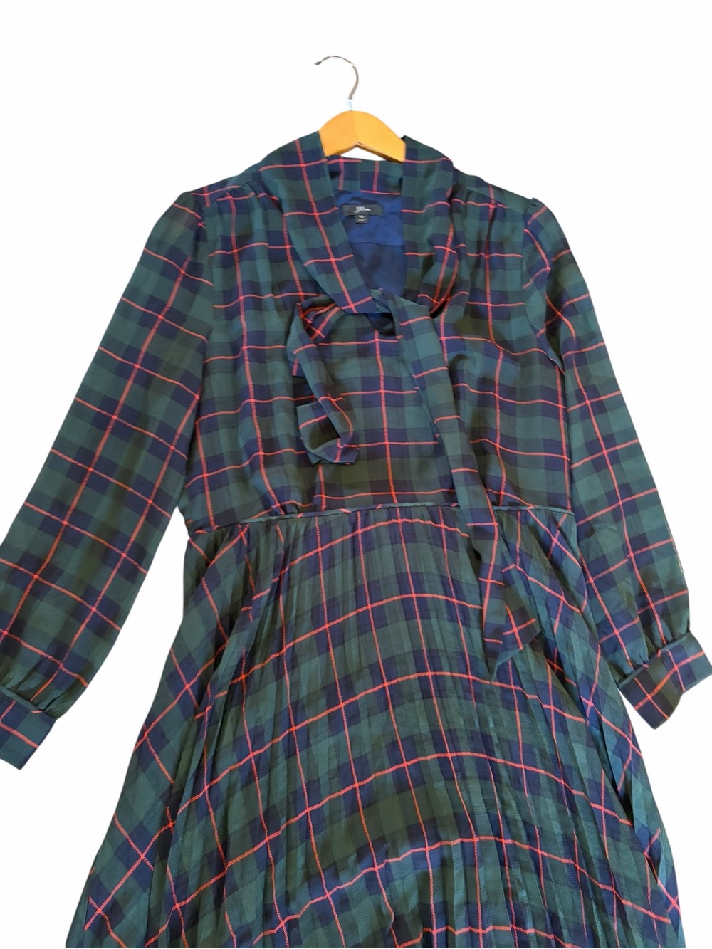 J. Crew Pleated A-line Dress in Black Watch Tartan 12 - Picture 8 of 10